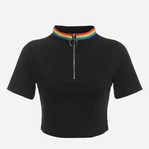Zip Up Front Cropped Tee